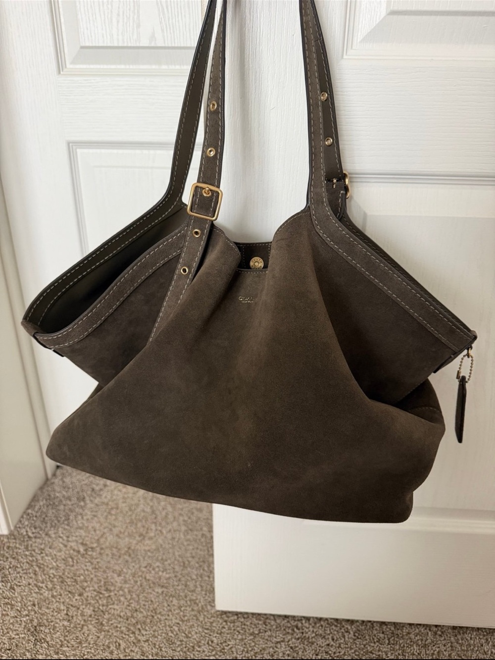 Coach Olive Suede Gramercy Tote 🫒 NWT - Picture 4 of 13